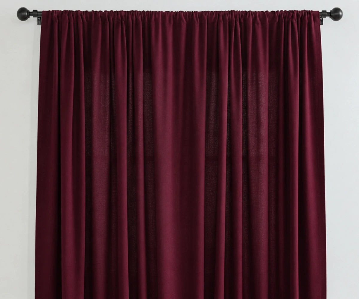 Burgundy linen window curtains made from 100% pure linen, elegant linen curtains for living room windows, breathable lightweight drapes for modern home decor