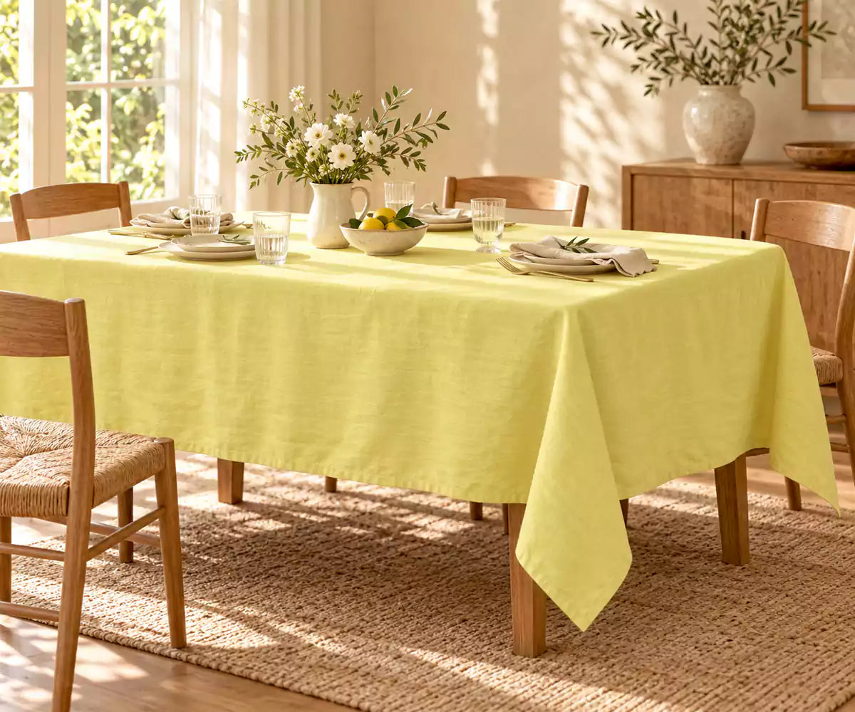 Butter Yellow Solid Tablecloth - Cotton
