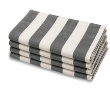 Charcoal Cabana Stripe Cotton Napkins Modern Reusable Cloth Dinner Napkins, Washable Cotton Table Napkins for Farmhouse Dining and Formal Gatherings