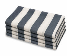Ocean Blue Cabana Striped Cotton Dinner Napkins coastal Style Reusable Cloth Napkins, Soft Cotton Table Napkins for Beach House and Summer Entertaining