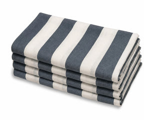 Ocean Blue Cabana Striped Cotton Dinner Napkins coastal Style Reusable Cloth Napkins, Soft Cotton Table Napkins for Beach House and Summer Entertaining