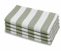 Sage Green Cabana Striped Napkins, Premium Cotton Cloth Napkins for Garden Parties, Rustic Tablescapes and Sustainable Living