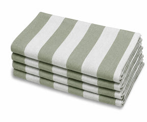 Sage Green Cabana Striped Napkins, Premium Cotton Cloth Napkins for Garden Parties, Rustic Tablescapes and Sustainable Living