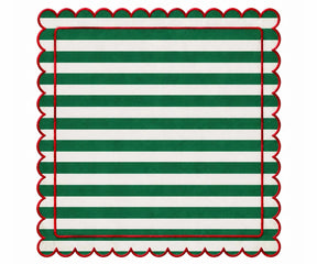 Red and Christmas green scalloped napkin for holiday table decor, decorative reusable fabric dining napkin for traditional Christmas tables,