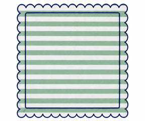 green and navy scalloped napkin for coastal and modern farmhouse table decor, reusable fabric dining napkin for relaxed kitchen and dining room settings