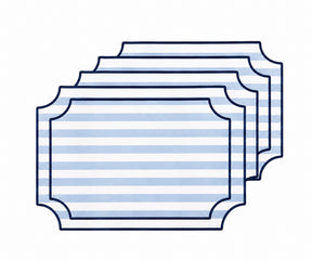 Light blue and white striped cotton placemat with navy piping, coastal striped placemat for dining table, kitchen table decor