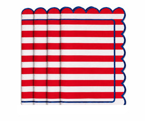 Cabana Stripe Napkins with Scalloped Trim