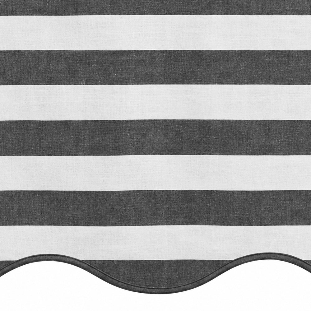 Charcoal gray and white cabana stripe fabric swatch for modern table settings and neutral home decor.