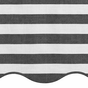 Charcoal gray and white cabana stripe fabric swatch for modern table settings and neutral home decor.