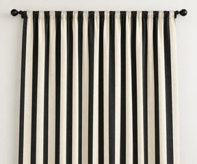 Black and white cabana striped cotton curtains, washable cabana stripe window panels for modern farmhouse and rustic decor
