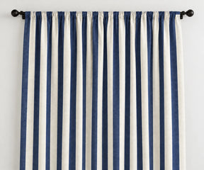 Blue cabana striped cotton curtains, 100% cotton cabana stripe window panels for coastal farmhouse home decor