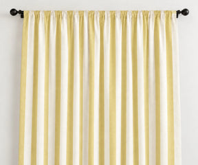 Butter yellow vertical stripe curtains in 100% cotton, cheerful farmhouse window panels for bedroom dining room and living spaces