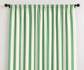 Green striped cotton curtains with classic cabana pattern, 100% cotton window panels for kitchen bedroom and living room