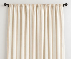 Natural cabana stripe curtains in washable 100% cotton, vertical striped window panels for bedroom, living room and dining room