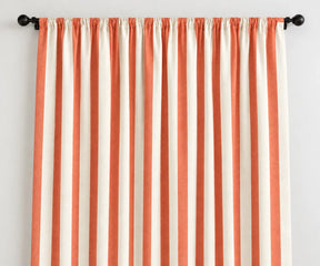 Orange vertical stripe curtains made from 100% cotton, colorful farmhouse window panels for kitchen bedroom and living room