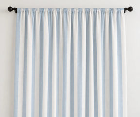 Pale blue vertical stripe curtains, washable 100% cotton window panels for bedroom and living room, ideal coastal farmhouse curtains and kitchen curtains