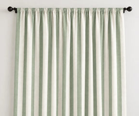 Sage green vertical stripe curtains in washable cotton, breathable farmhouse window curtains for bedroom and living room