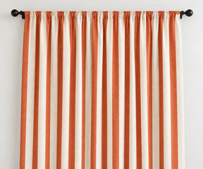Terracotta vertical stripe curtains made from 100% cotton, warm farmhouse window panels for bedroom and living room