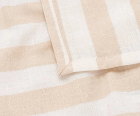 Beige Cabana Stripe Cloth Napkins, Neutral Cotton Linen Dinner Napkins for Farmhouse Table Decor and Everyday Dining.
