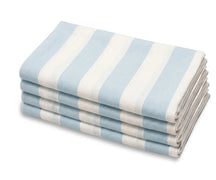 Blue and White Cabana Stripe Napkins, Soft Cotton Linen Dinner Napkins for Summer Tablescapes