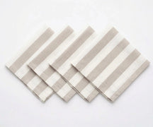 Blush Cabana Stripe Cloth Napkins, Cotton Linen Blend Dinner Napkins for Modern and Farmhouse Table Settings.