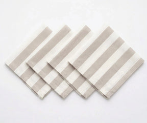 Blush Cabana Stripe Cloth Napkins, Cotton Linen Blend Dinner Napkins for Modern and Farmhouse Table Settings.