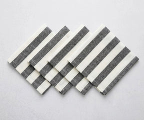 Striped cloth dinner napkins in cotton linen blend reusable cotton Linen Napkins for Dinner Parties, Holiday Hosting, and Minimalist Table Decor.