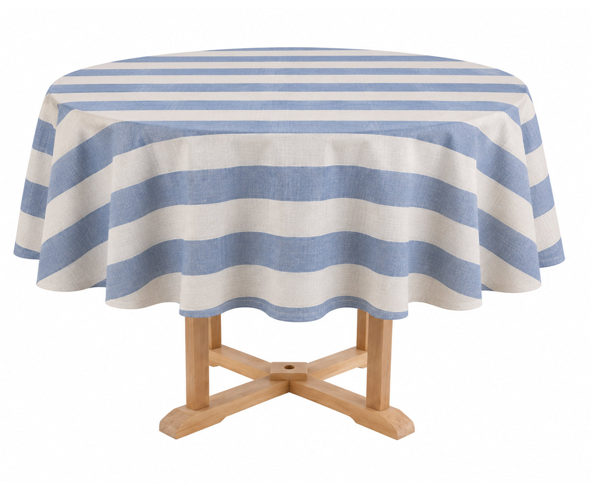 Round cotton striped tablecloth for dining table