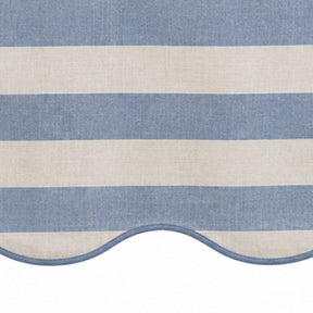 Cotton linen blend tablecloth color swatch featuring cabana stripe design and natural woven texture