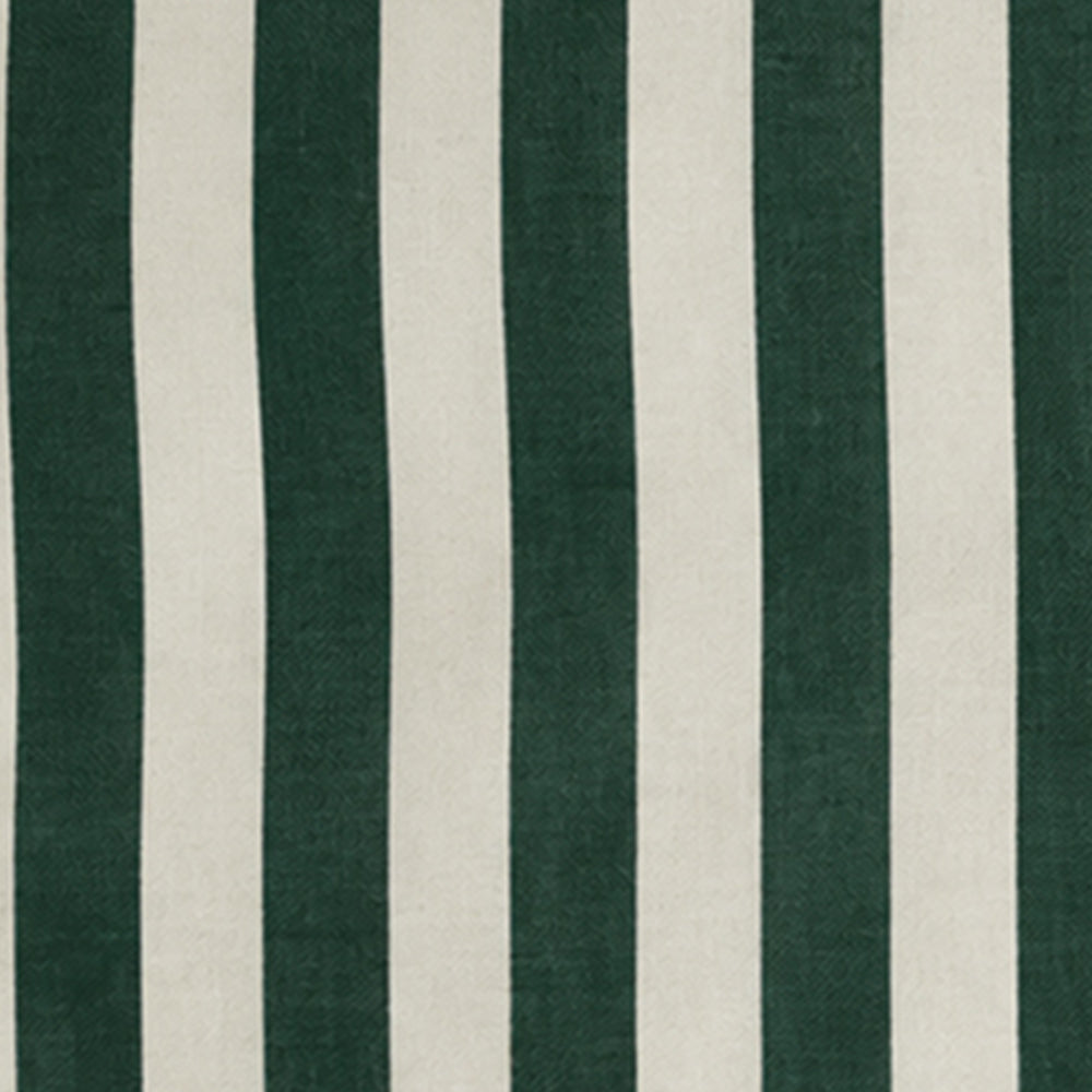 Dark green and white striped cotton curtains, washable cabana stripe window panels