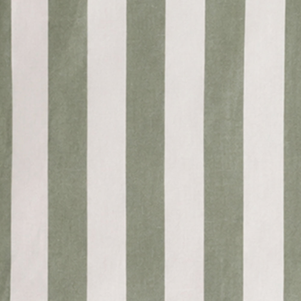 Sage green and ivory striped cotton curtains