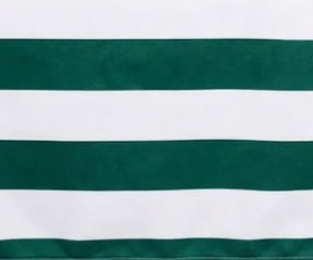 Close-up of  green and white small checkered cotton tablecloth with a decorative stitched scalloped edge border.