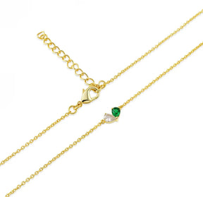 Elegant gold-plated chain necklace featuring sparkling Zircon and rich green Emerald, perfect gift for women