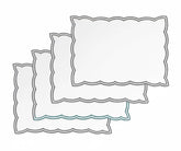 Grey embroidered cotton placemats set of 4 with subtle white stitching, washable rectangular table mats for modern and farmhouse dining décor
