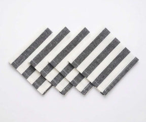 Striped cloth dinner napkins in cotton linen blend with hemstitched edges