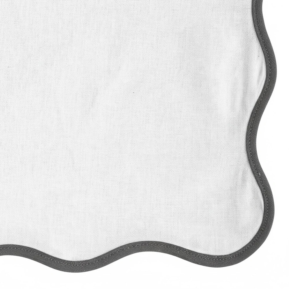 Charcoal scalloped edge dinner napkins – durable, soft cotton napkins for dining, parties, and events.