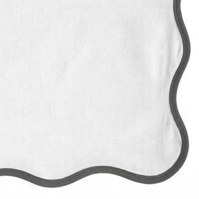 Charcoal scalloped edge dinner napkins – durable, soft cotton napkins for dining, parties, and events.