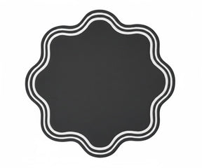 Charcoal round scalloped placemat – dark elegant table mat for contemporary and modern dining décor.