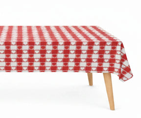 Valentine’s Day cotton rectangle tablecloth on wooden dining table