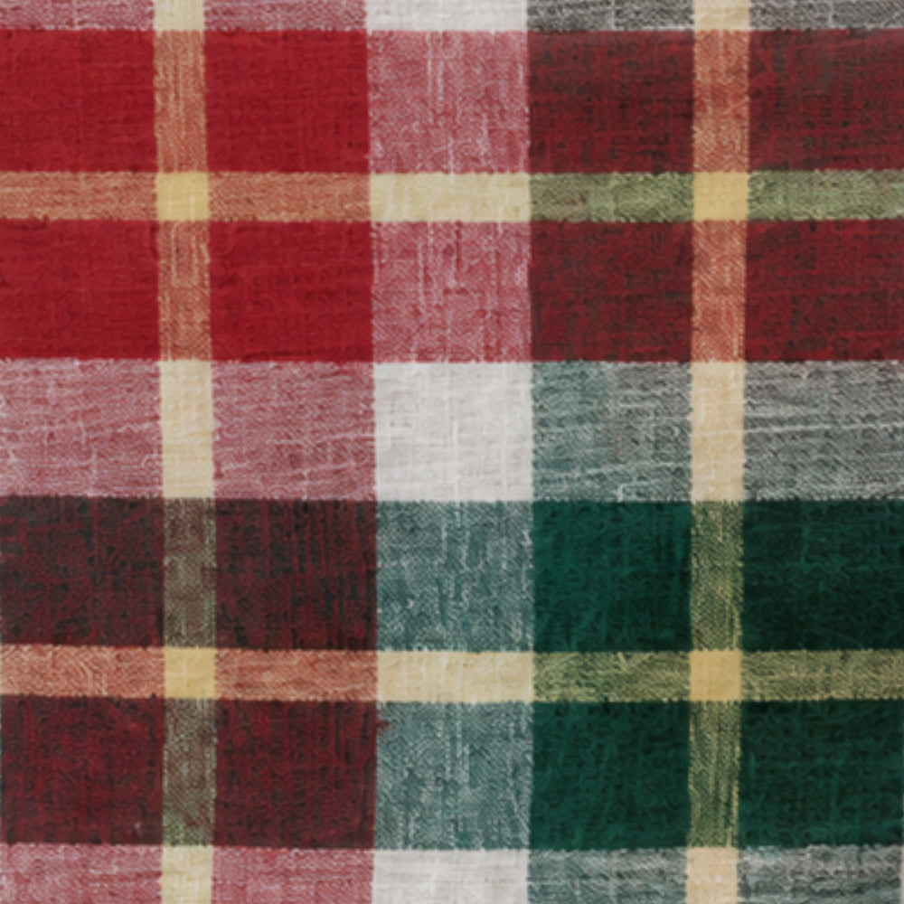 Christmas red green plaid tablecloth with classic tartan pattern, cotton table cover for holiday gatherings and dining