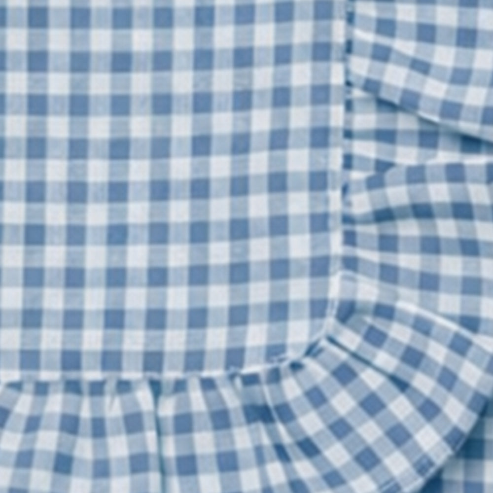 Dusty blue checked ruffle cotton dinner napkin for table setting