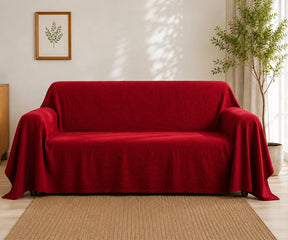 Soft breathable cotton linen blend sofa slipcover helps protect furniture from dust, pet hair, spills, stains, and daily wear.