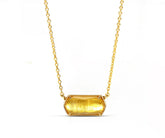 Gold chain necklace with citrine-like topaz pendant. citrine pendant necklace gold plated yellow gemstone necklace
