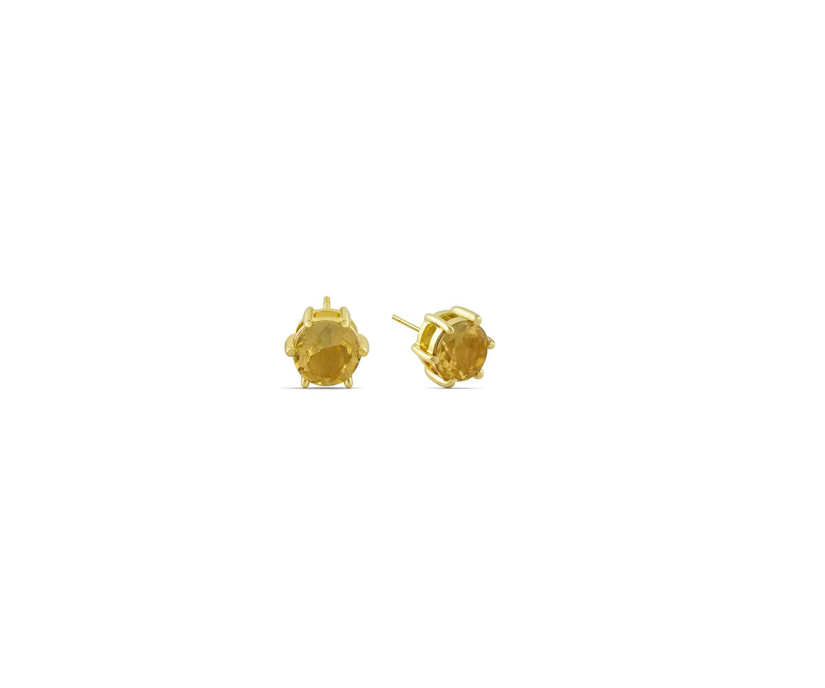 Citrine stud earrings in 14K gold for November birthstone
