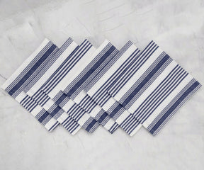 Blue striped cotton cloth napkins laid flat