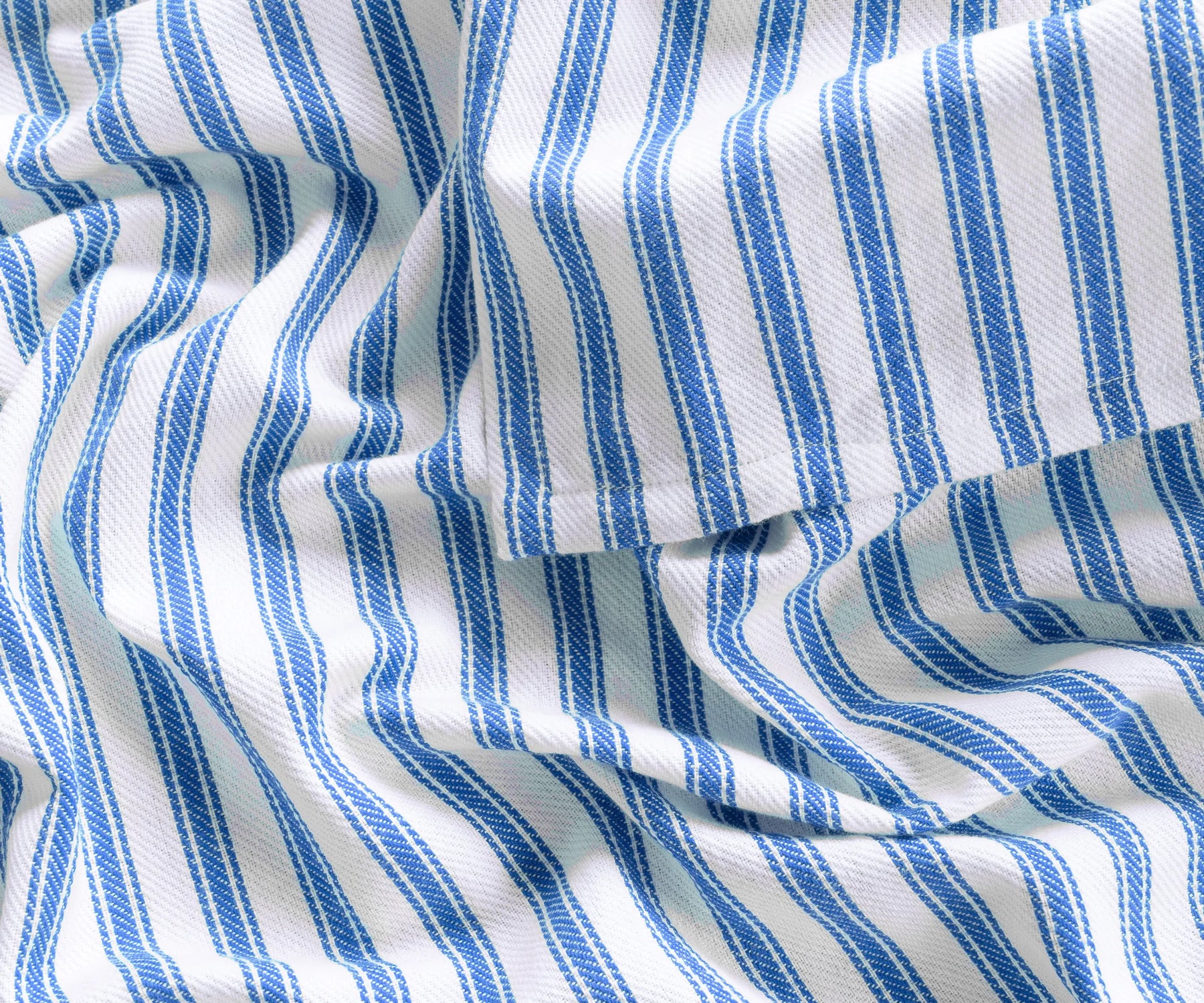 Soft blue and white cotton tablecloth for dining room