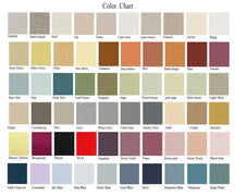 Decorative product color palette chart for custom order selection.