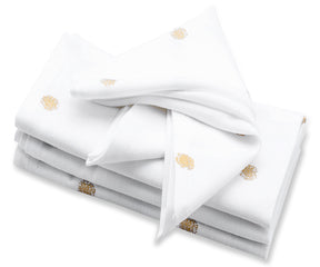 printed napkins, printed wedding napkins, gold napkin rings