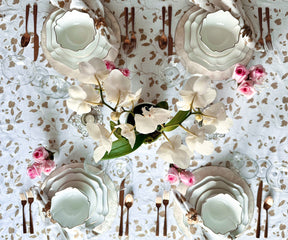 White TableCloth - Metallic Printed