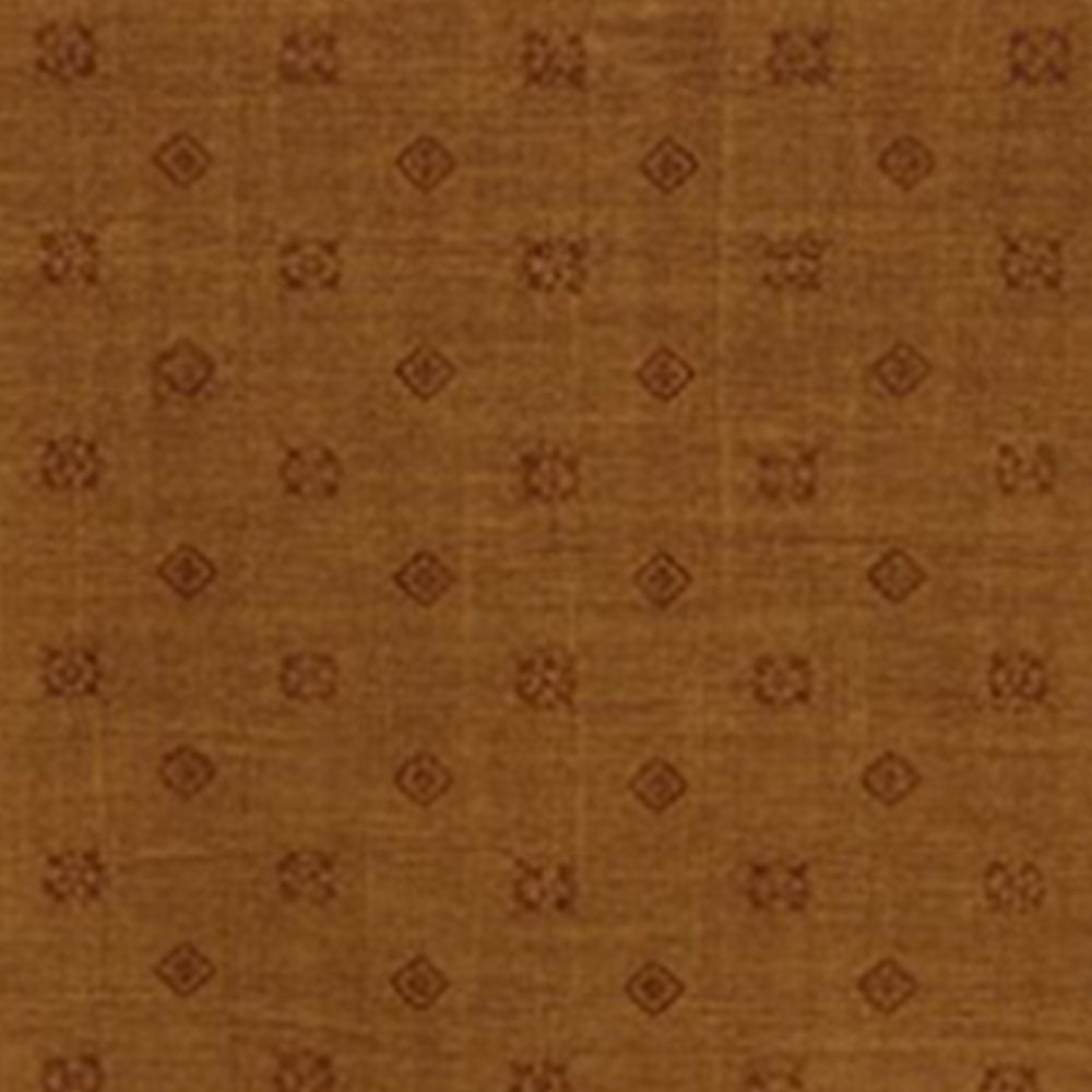 Mustard brown geometric print cotton napkins, set of reusable patterned cloth dinner napkins - close up